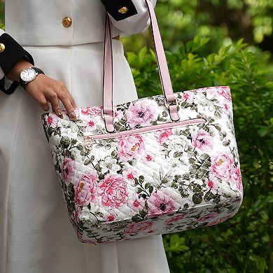Mkf Collection Hallie Quilted Cotton Botanical Pattern Women’s Tote Bag By Mia K