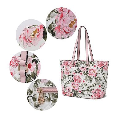 Mkf Collection Hallie Quilted Cotton Botanical Pattern Women’s Tote Bag By Mia K