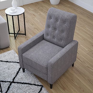 Merrick Lane Darcy Mid-Century Modern Fabric Tufted Ergonomic Push Back Living Room Recliner