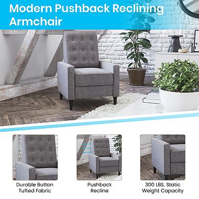 Merrick Lane Darcy Mid-Century Modern Fabric Tufted Ergonomic Push Back Living Room Recliner