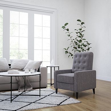 Merrick Lane Darcy Mid-Century Modern Fabric Tufted Ergonomic Push Back Living Room Recliner