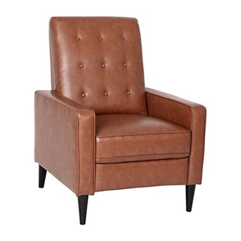 Merrick Lane Darcy Mid-Century Modern Fabric Tufted Ergonomic Push Back Living Room Recliner