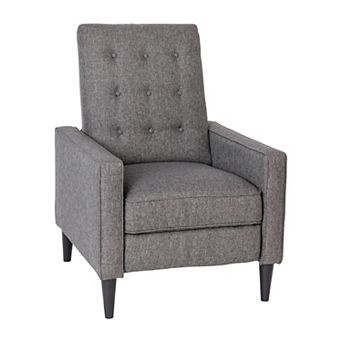 Merrick Lane Darcy Mid-Century Modern Fabric Tufted Ergonomic Push Back Living Room Recliner
