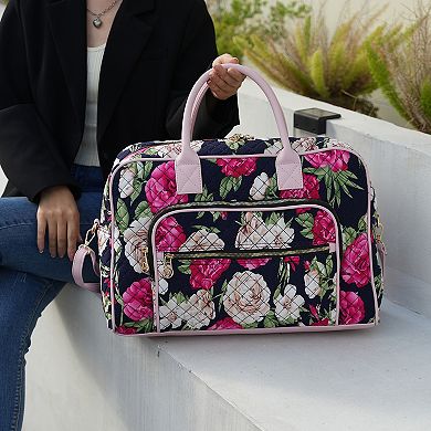 Mkf Collection Jayla Quilted Cotton Botanical Pattern Women’s Duffle Bag By Mia K