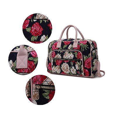 Mkf Collection Jayla Quilted Cotton Botanical Pattern Women’s Duffle Bag By Mia K