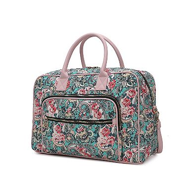 Mkf Collection Jayla Quilted Cotton Botanical Pattern Women’s Duffle Bag By Mia K