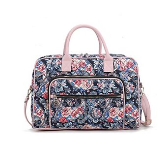 Mkf Collection Jayla Quilted Cotton Botanical Pattern Women’s Duffle Bag By Mia K