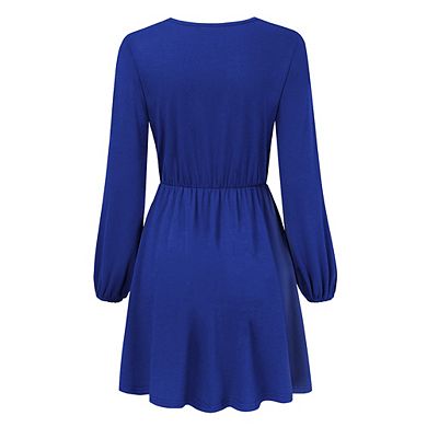 Leadingstar Women's V-neck A-line Casual Party Mini Dress