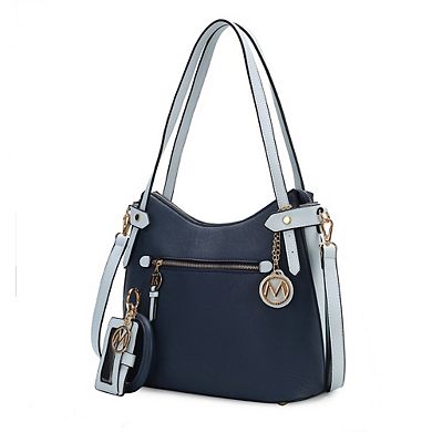Mkf Collection Jaseli Color-block Hobo With Wristlet Bracelet Keychain by Mia K