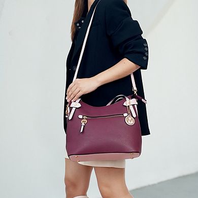 Mkf Collection Jaseli Color-block Hobo With Wristlet Bracelet Keychain by Mia K