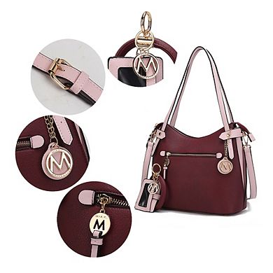 Mkf Collection Jaseli Color-block Hobo With Wristlet Bracelet Keychain by Mia K