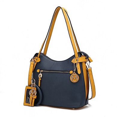 Mkf Collection Jaseli Color-block Hobo With Wristlet Bracelet Keychain by Mia K