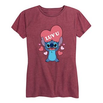 Disney's Lilo & Stitch Women's Luv U Heart Graphic Tee