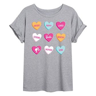 Juniors' Barbie® Candy Hearts Oversized Tee