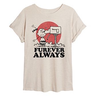 Juniors' Peanuts Furever Always Oversized Tee