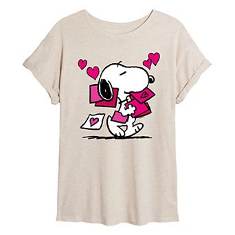 Juniors' Peanuts Snoopy Valentine Cards Oversized Tee