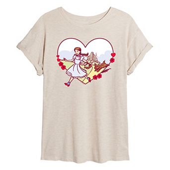 Juniors' The Wizard of Oz Dorothy and Toto Oversized Tee