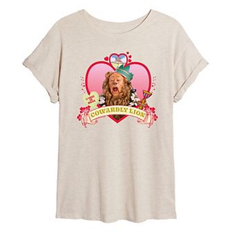 Juniors' The Wizard of Oz Cowardly Lion Heart Oversized Tee