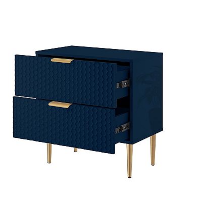 Karisma Side Table 2 Drawers, Tapered Legs, Lacquer Finish