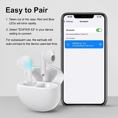 Edifier X2 True Wireless Earbuds, Bluetooth Earbuds with 28H Playtime