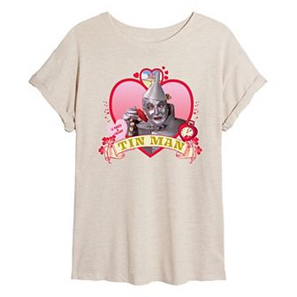 Juniors' The Wizard of Oz Tin Man Heart Oversized Tee