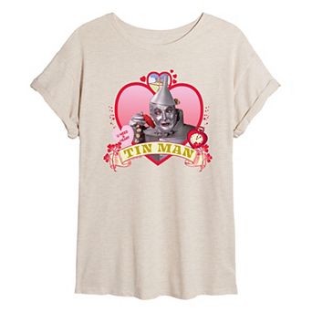 Juniors' The Wizard of Oz Tin Man Heart Oversized Tee