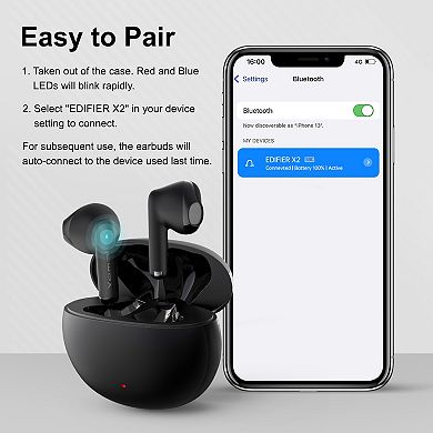 Edifier X2 True Wireless Earbuds, Bluetooth Earbuds with 28H Playtime