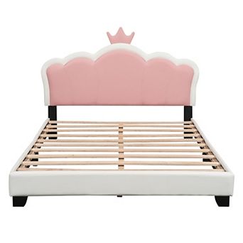 Merax Upholstered Princess Bed With Crown Headboard