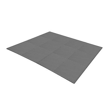 Balancefrom Fitness 48 Sq Ft Interlocking Eva Foam Exercise Mat Tiles, Gray