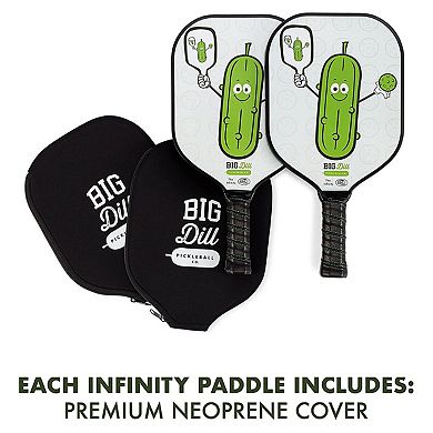 Infinity Fiberglass Pickleball Paddles Set - 2 Paddles with Covers, 2 Pickleballs, & Bag