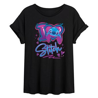 Disney's Lilo & Stitch Juniors' I Love Stitch Oversized Tee