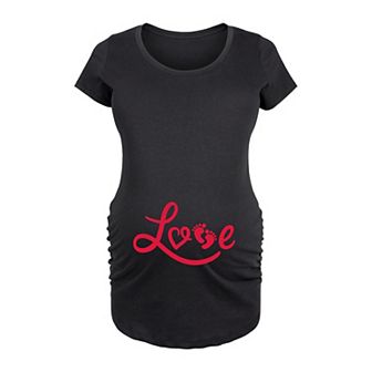 Maternity Love Footprints Graphic Tee