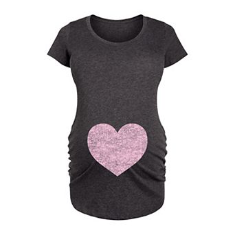 Maternity Pink Heart Graphic Tee