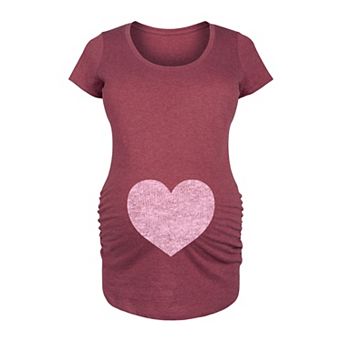 Maternity Pink Heart Graphic Tee
