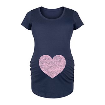 Maternity Pink Heart Graphic Tee