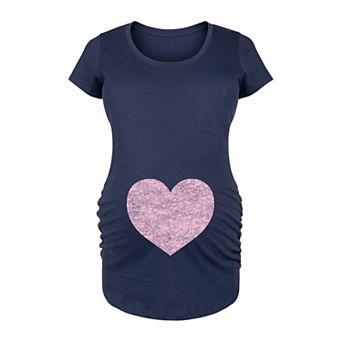 Maternity Pink Heart Graphic Tee