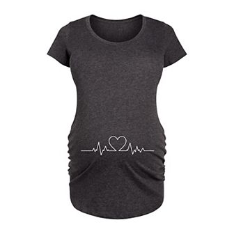 Maternity Heart Beat Line Graphic Tee