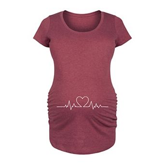 Maternity Heart Beat Line Graphic Tee