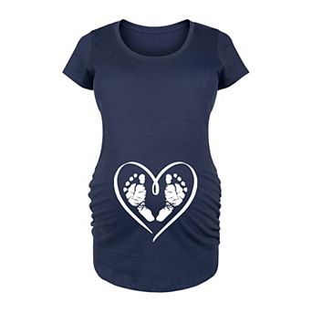 Maternity Baby Footprint Heart Graphic Tee