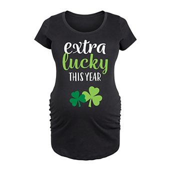 Maternity Extra Lucky This Year Shamrocks Graphic Tee