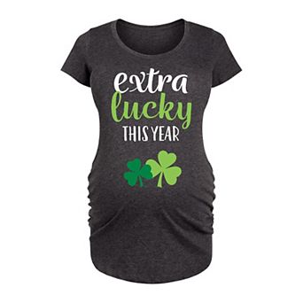 Maternity Extra Lucky This Year Shamrocks Graphic Tee