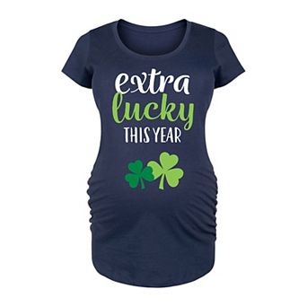 Maternity Extra Lucky This Year Shamrocks Graphic Tee