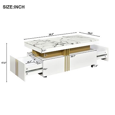 Merax Contemporary Coffee Table With Faux Marble Top