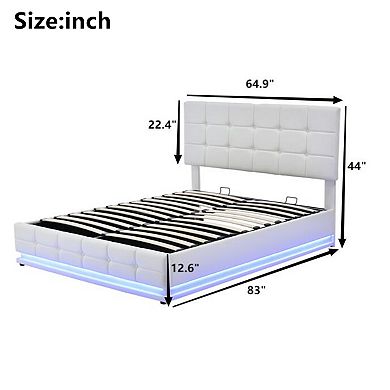 Merax Queen Size Tufted Upholstered Platform Bed With Hydraulic Storage System