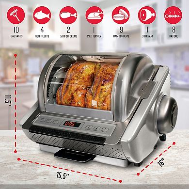 Ronco Ez-store Rotisserie Oven, Large Capacity (15lbs) Countertop Oven