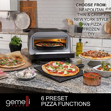 Gemelli Home Pizza Oven, Electric Indoor and Outdoor Pizza Maker, Up to 750F, Countertop Pizza Oven