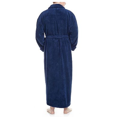 Mens Shawl Collar Ankle Length Long Fleece Bathrobe