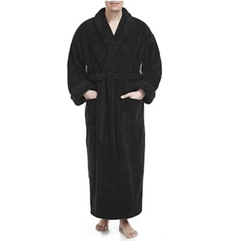 Mens Shawl Collar Ankle Length Long Fleece Bathrobe