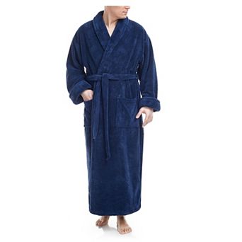 Mens Shawl Collar Ankle Length Long Fleece Bathrobe