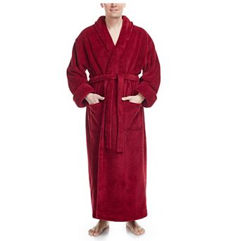 Mens Shawl Collar Ankle Length Long Fleece Bathrobe